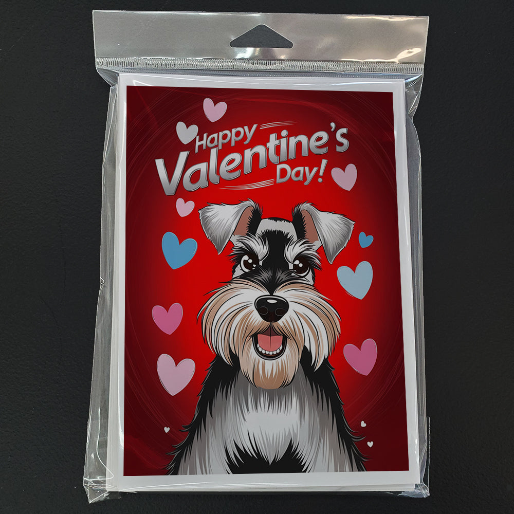 Schnauzer Happy Valentine's Day Greeting Cards Pack of 8 Blank Cards with Envelopes Whimsical A7 Size 5x7