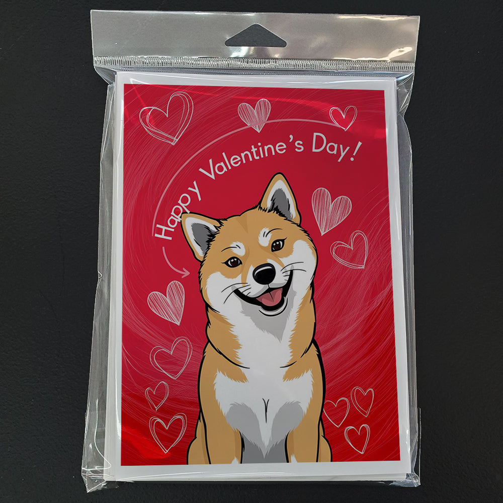 Shiba Inu Happy Valentine's Day Greeting Cards Pack of 8 Blank Cards with Envelopes Whimsical A7 Size 5x7