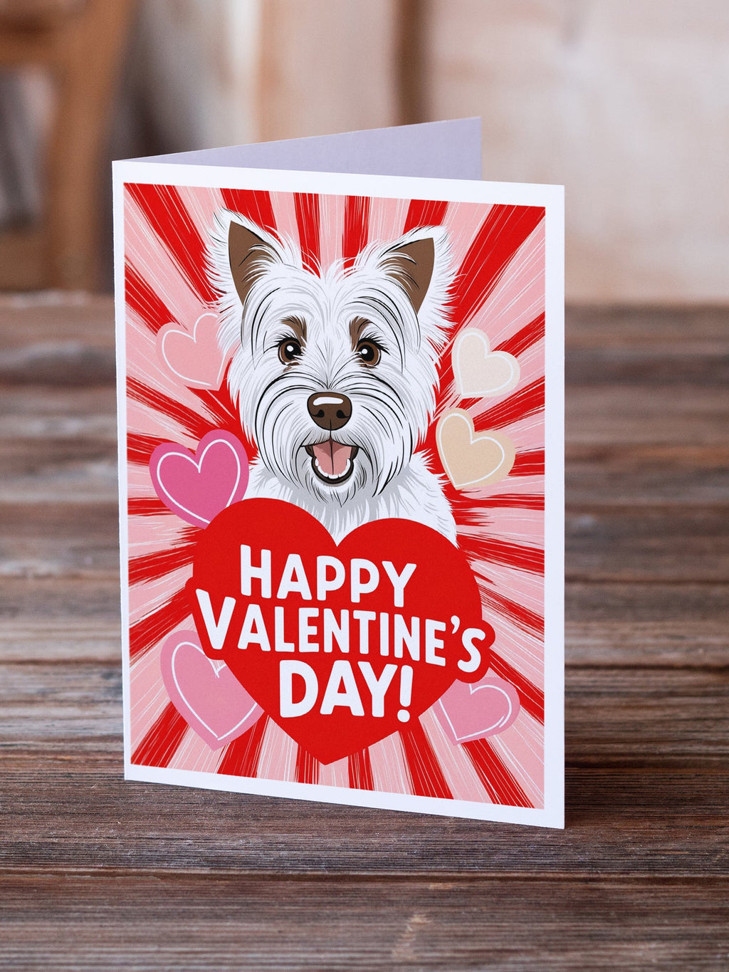 Westie Happy Valentine's Day Greeting Cards Pack of 8 Blank Cards with Envelopes Whimsical A7 Size 5x7