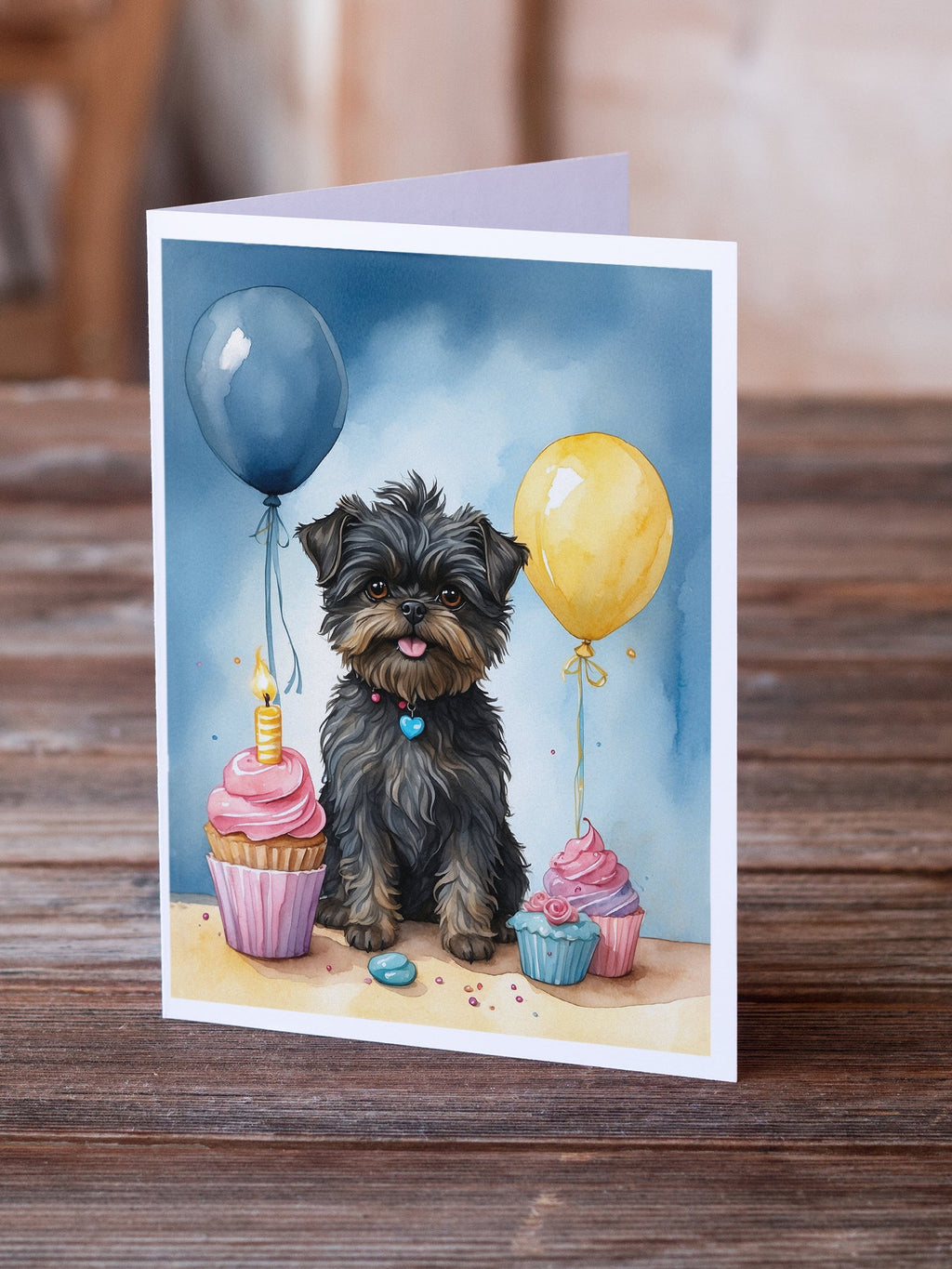 Affenpinscher Happy Birthday Greeting Cards Pack of 8 Blank Cards with Envelopes Whimsical A7 Size 5x7