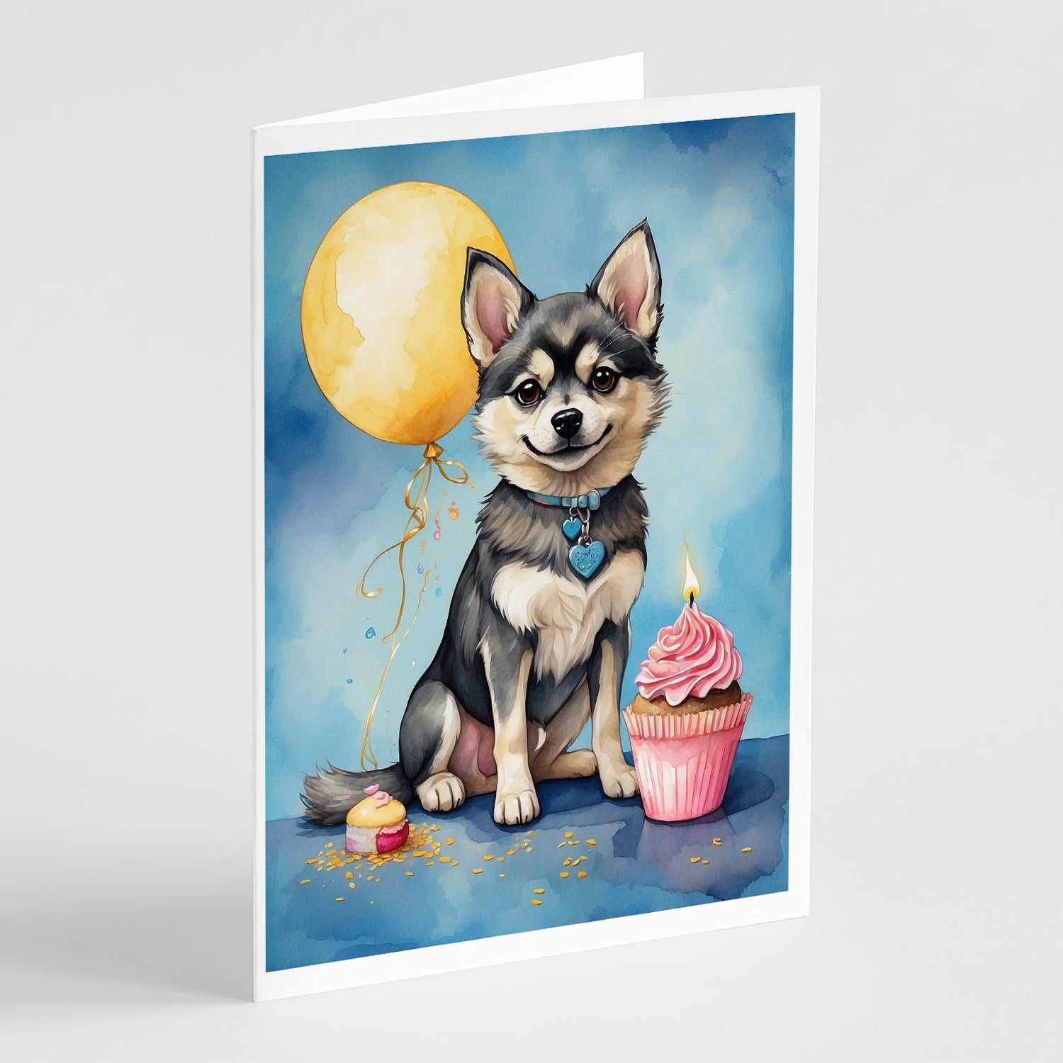Alaskan Klee Kai Happy Birthday Greeting Cards Pack of 8 Blank Cards with Envelopes Whimsical A7 Size 5x7