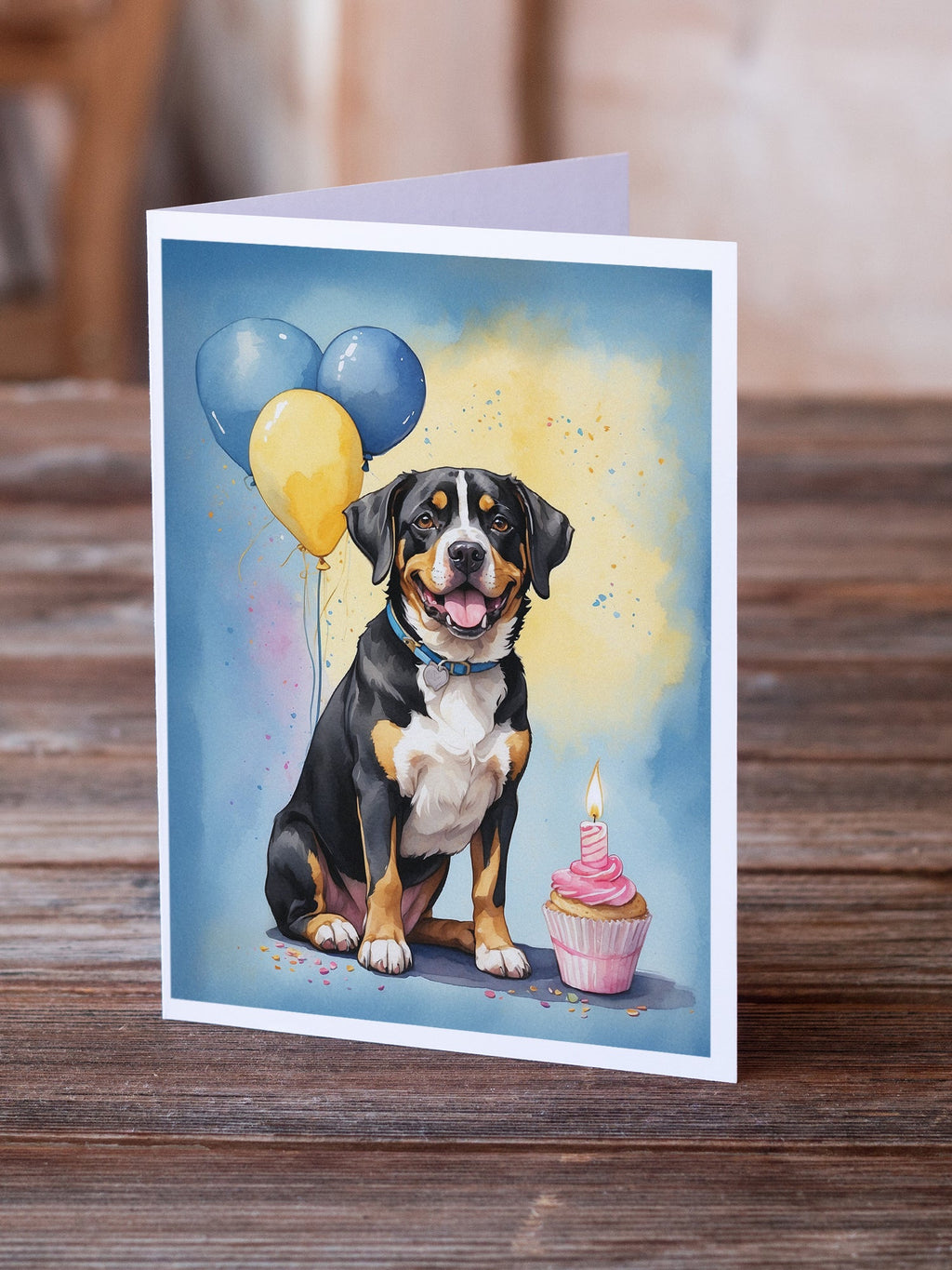Entlebucher Mountain Dog Happy Birthday Greeting Cards Pack of 8 Blank Cards with Envelopes Whimsical A7 Size 5x7
