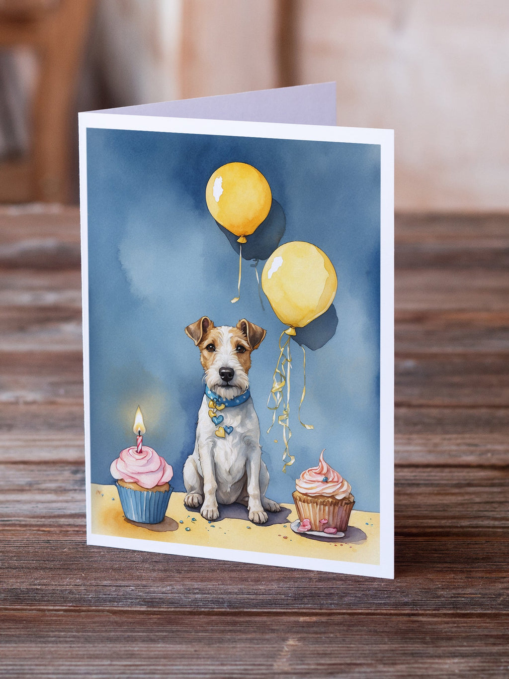 Fox Terrier Happy Birthday Greeting Cards Pack of 8 Blank Cards with Envelopes Whimsical A7 Size 5x7
