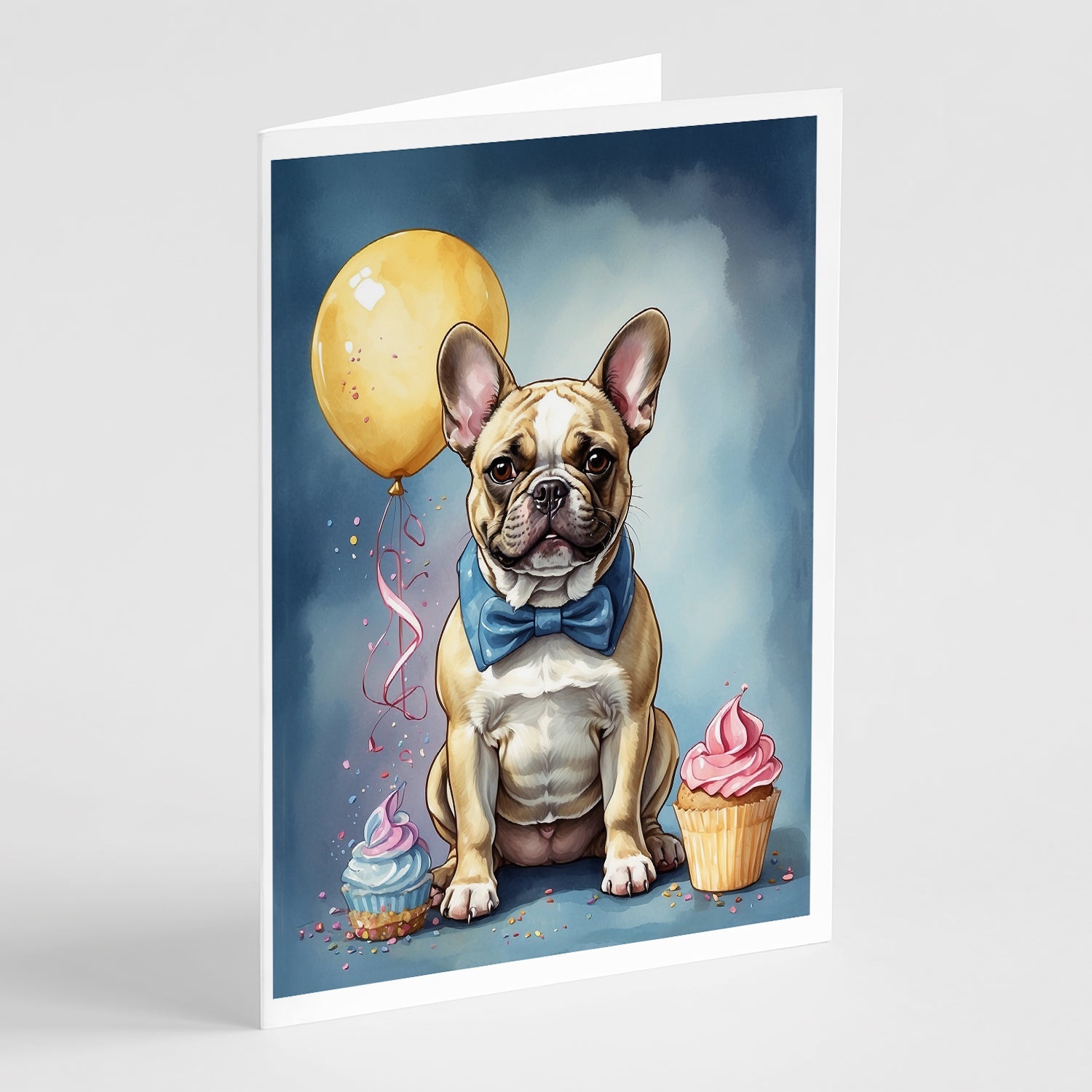 French Bulldog Happy Birthday Greeting Cards Pack of 8 Blank Cards with Envelopes Whimsical A7 Size 5x7
