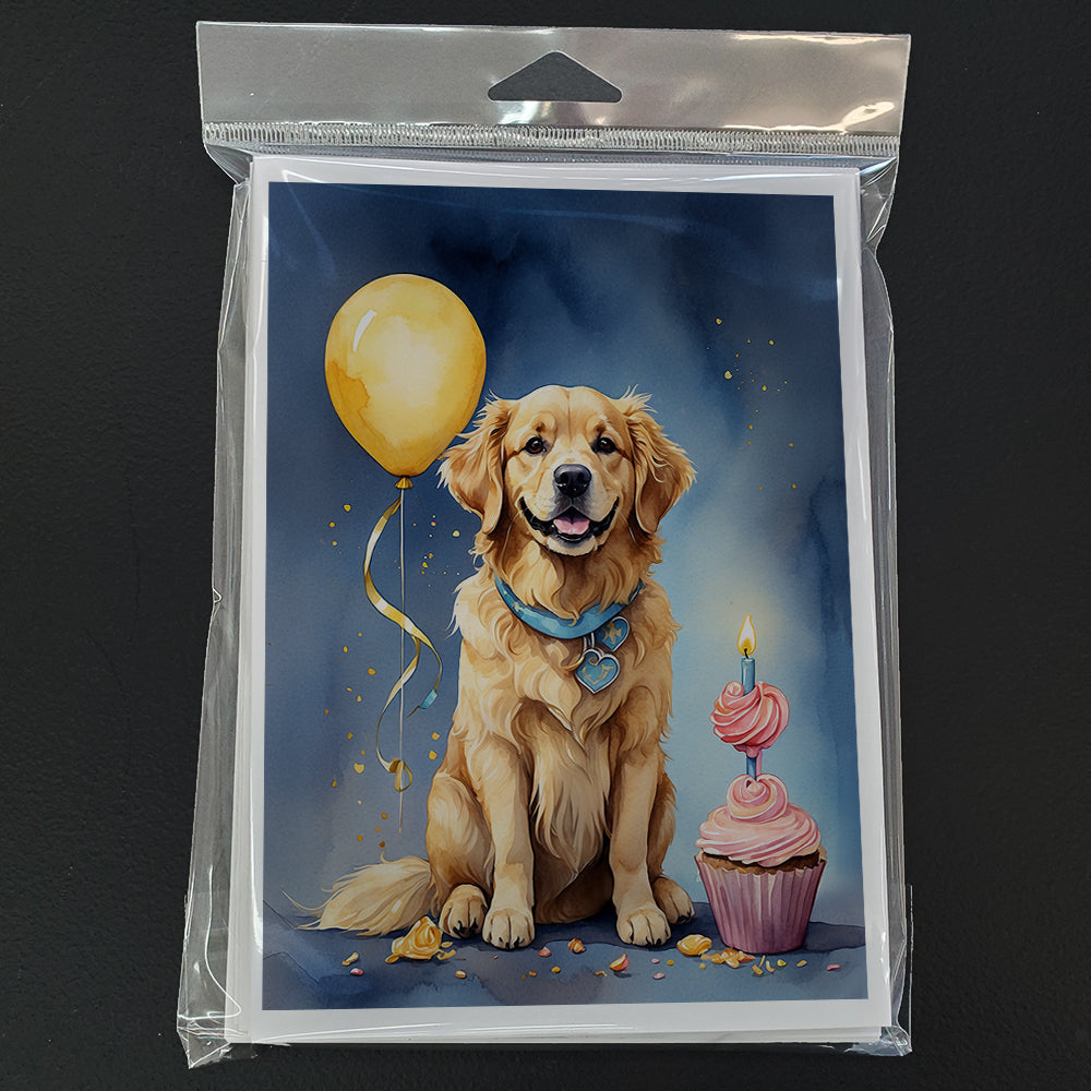 Golden Retriever Happy Birthday Greeting Cards Pack of 8 Blank Cards with Envelopes Whimsical A7 Size 5x7