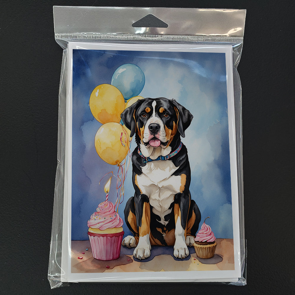 Greater Swiss Mountain Dog Happy Birthday Greeting Cards Pack of 8 Blank Cards with Envelopes Whimsical A7 Size 5x7