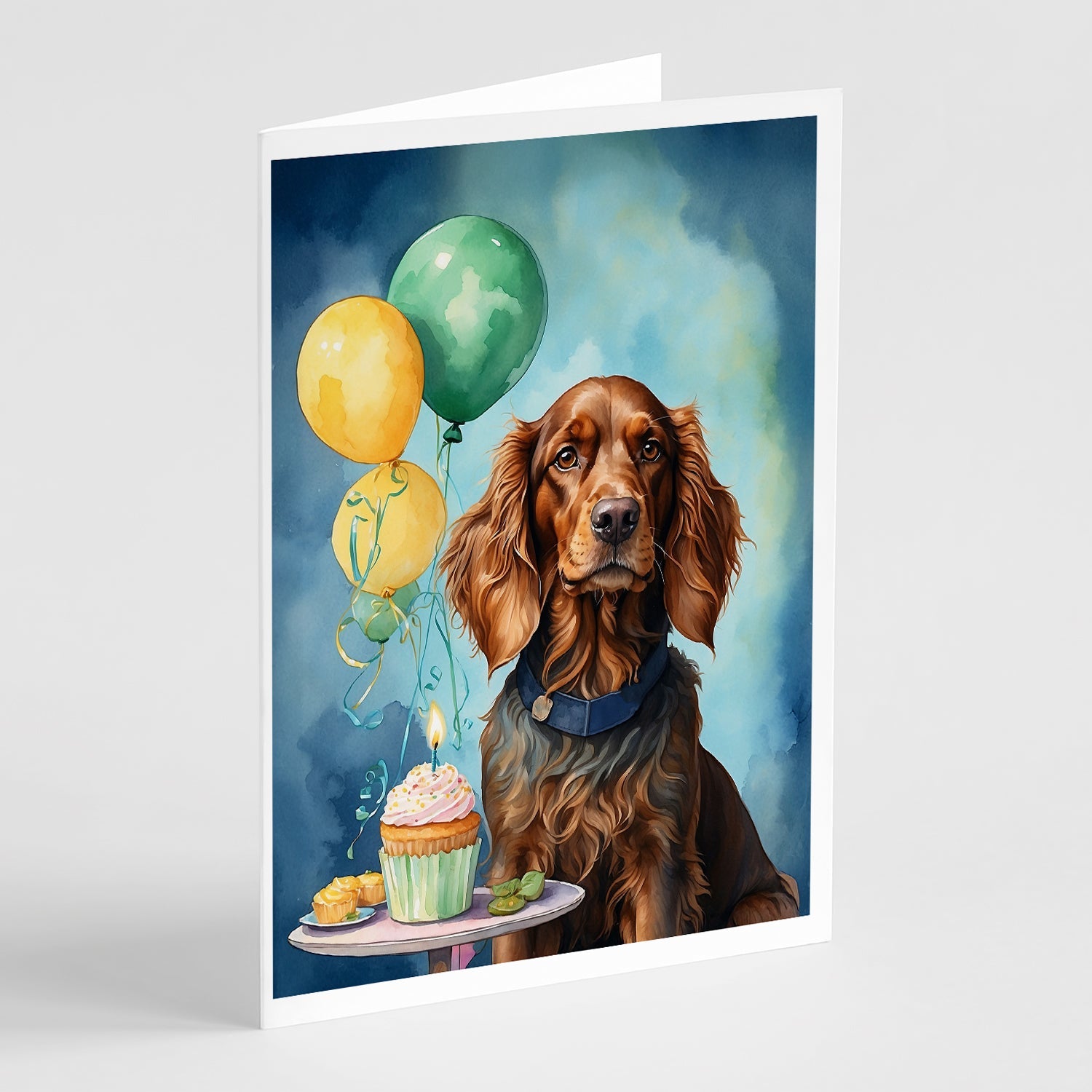 Irish Setter Happy Birthday Greeting Cards Pack of 8 Blank Cards with Envelopes Whimsical A7 Size 5x7