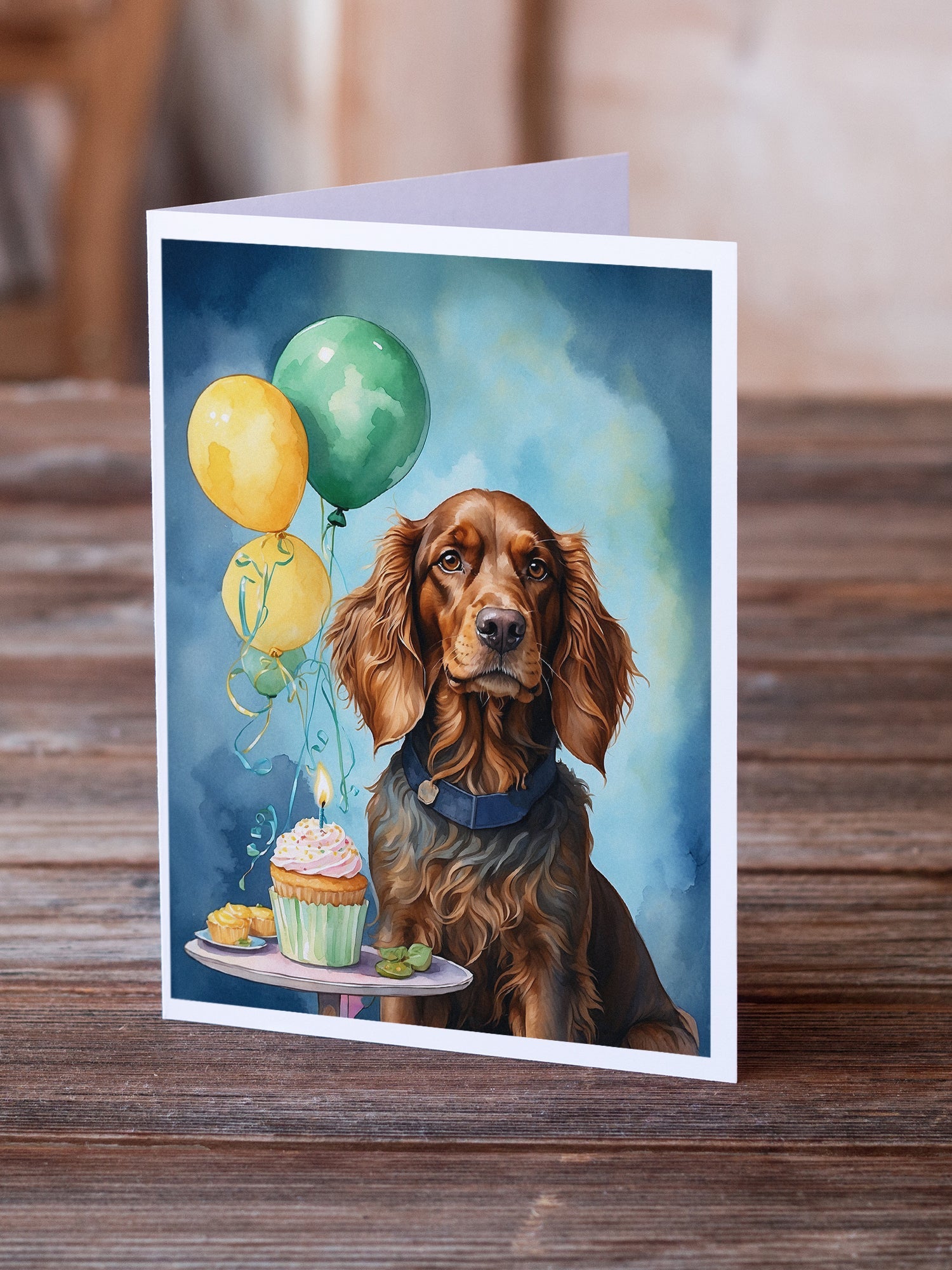 Irish Setter Happy Birthday Greeting Cards Pack of 8 Blank Cards with Envelopes Whimsical A7 Size 5x7