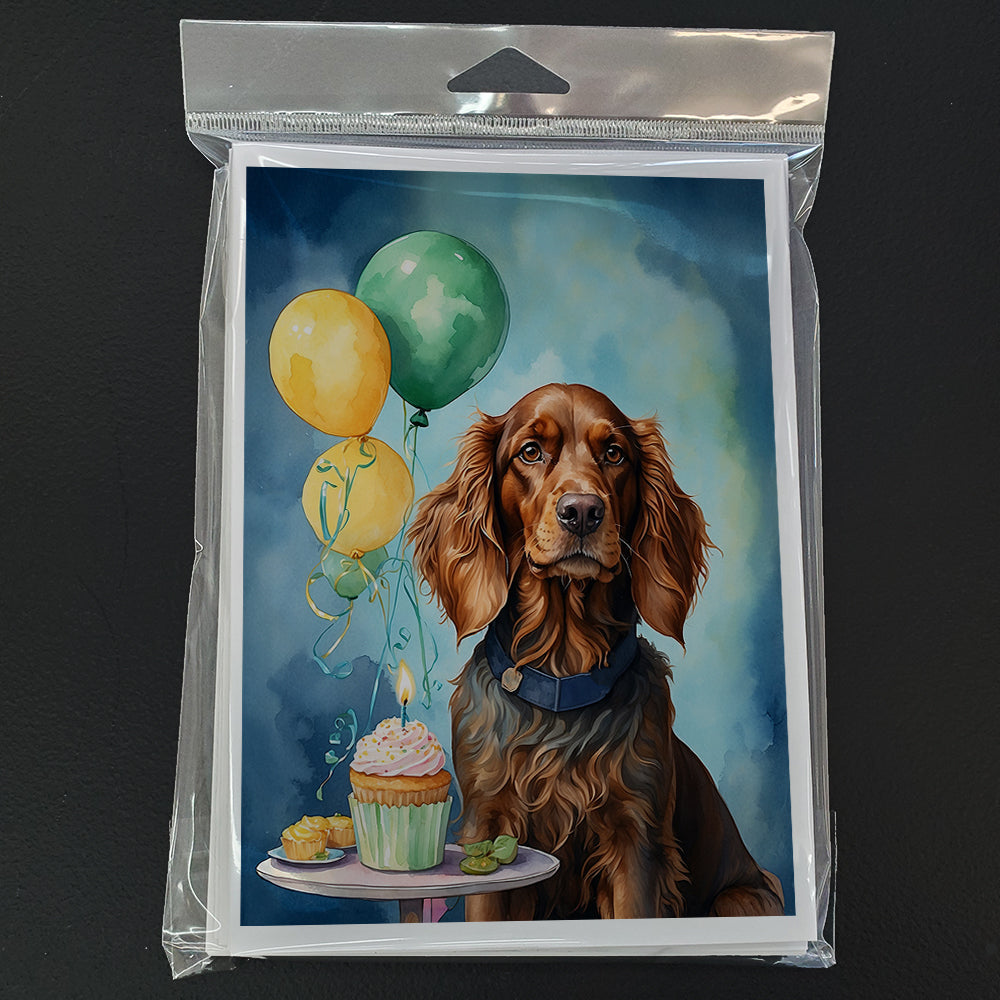 Irish Setter Happy Birthday Greeting Cards Pack of 8 Blank Cards with Envelopes Whimsical A7 Size 5x7