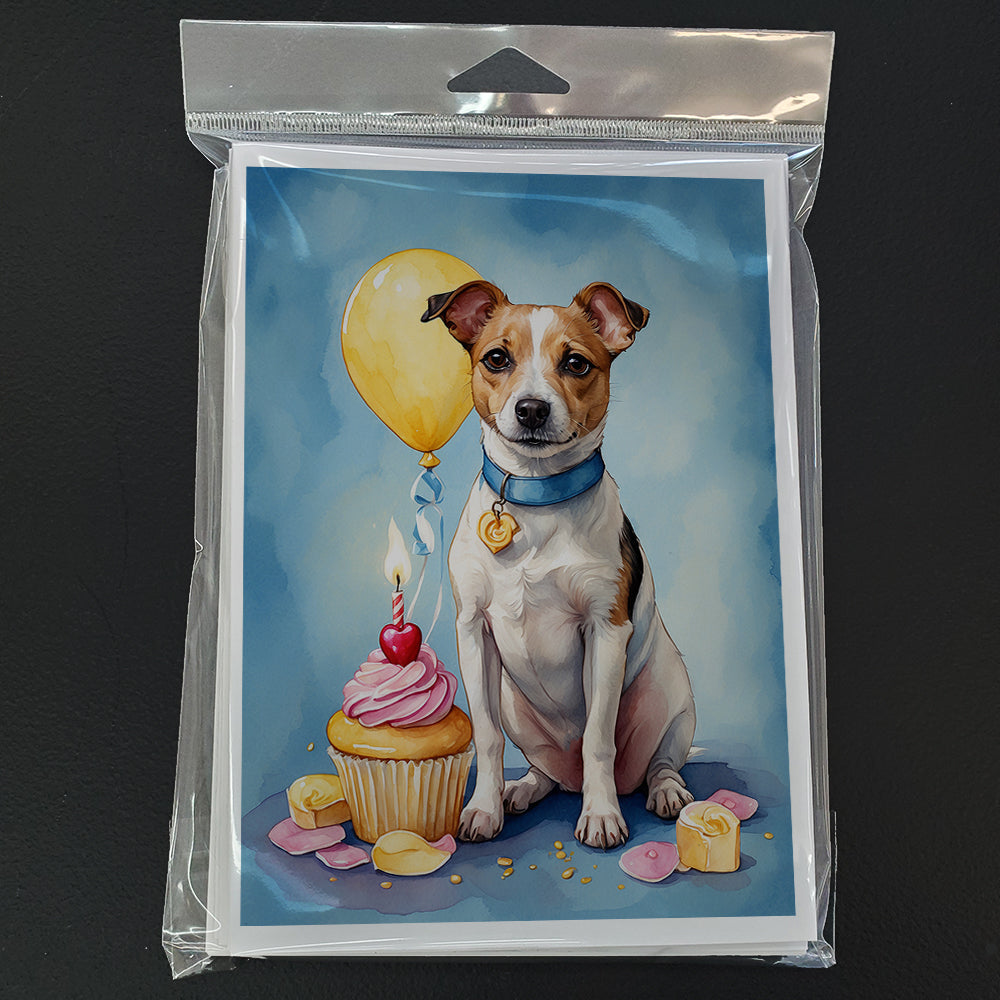 Jack Russell Terrier Happy Birthday Greeting Cards Pack of 8 Blank Cards with Envelopes Whimsical A7 Size 5x7