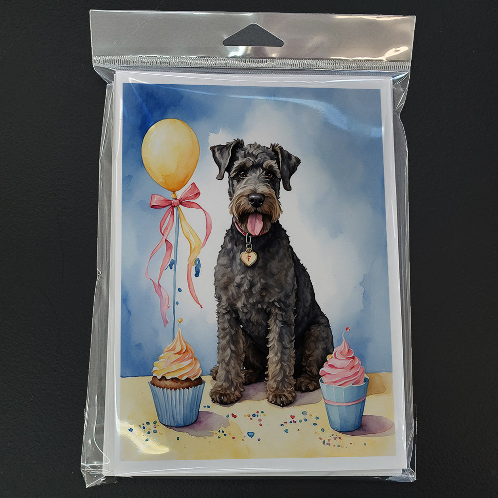 Kerry Blue Terrier Happy Birthday Greeting Cards Pack of 8 Blank Cards with Envelopes Whimsical A7 Size 5x7