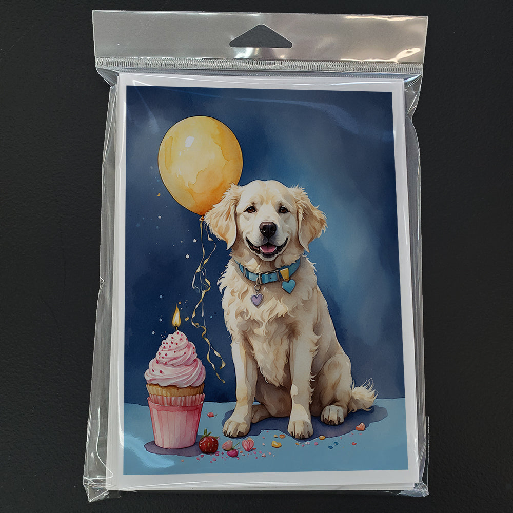 Kuvasz Happy Birthday Greeting Cards Pack of 8 Blank Cards with Envelopes Whimsical A7 Size 5x7