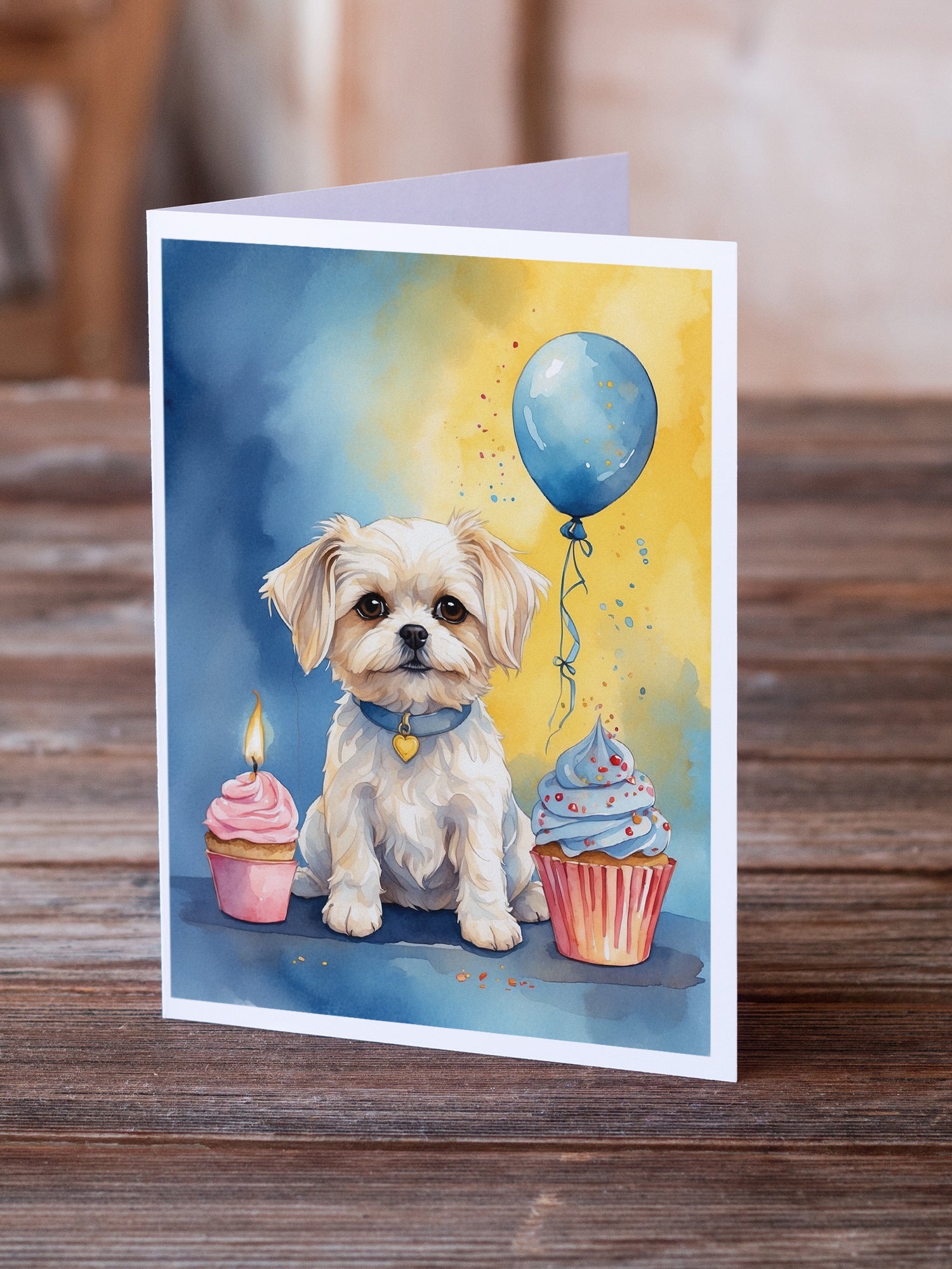 Maltese Happy Birthday Greeting Cards Pack of 8 Blank Cards with Envelopes Whimsical A7 Size 5x7
