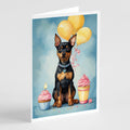 Miniature Pinscher Happy Birthday Greeting Cards Pack of 8 Blank Cards with Envelopes Whimsical A7 Size 5x7