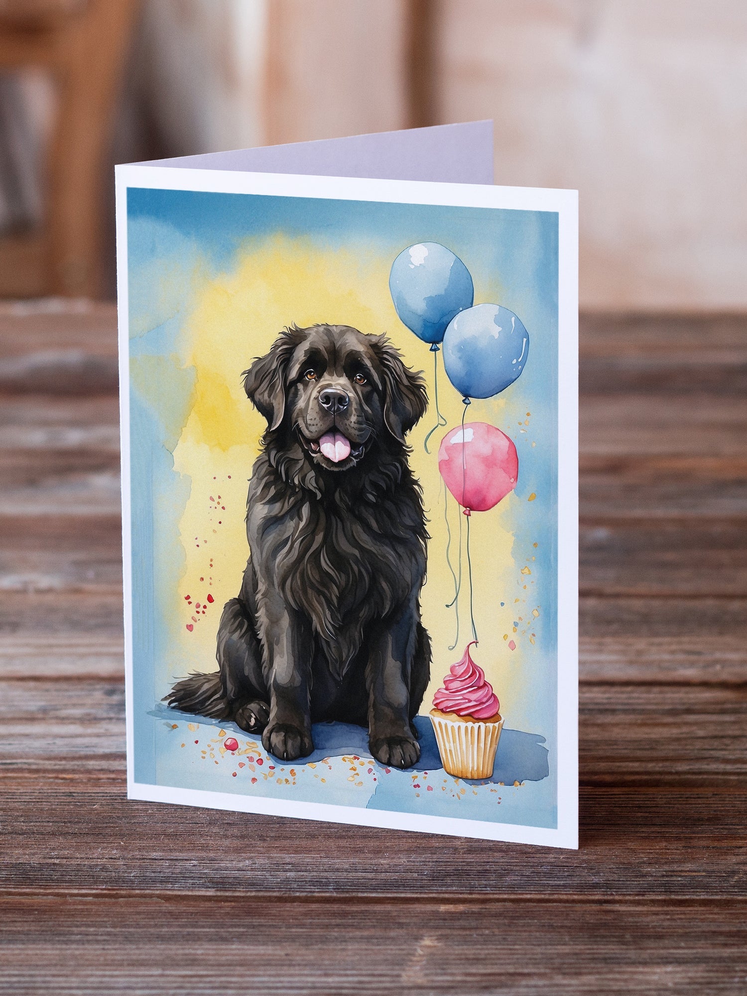 Newfoundland Happy Birthday Greeting Cards Pack of 8 Blank Cards with Envelopes Whimsical A7 Size 5x7