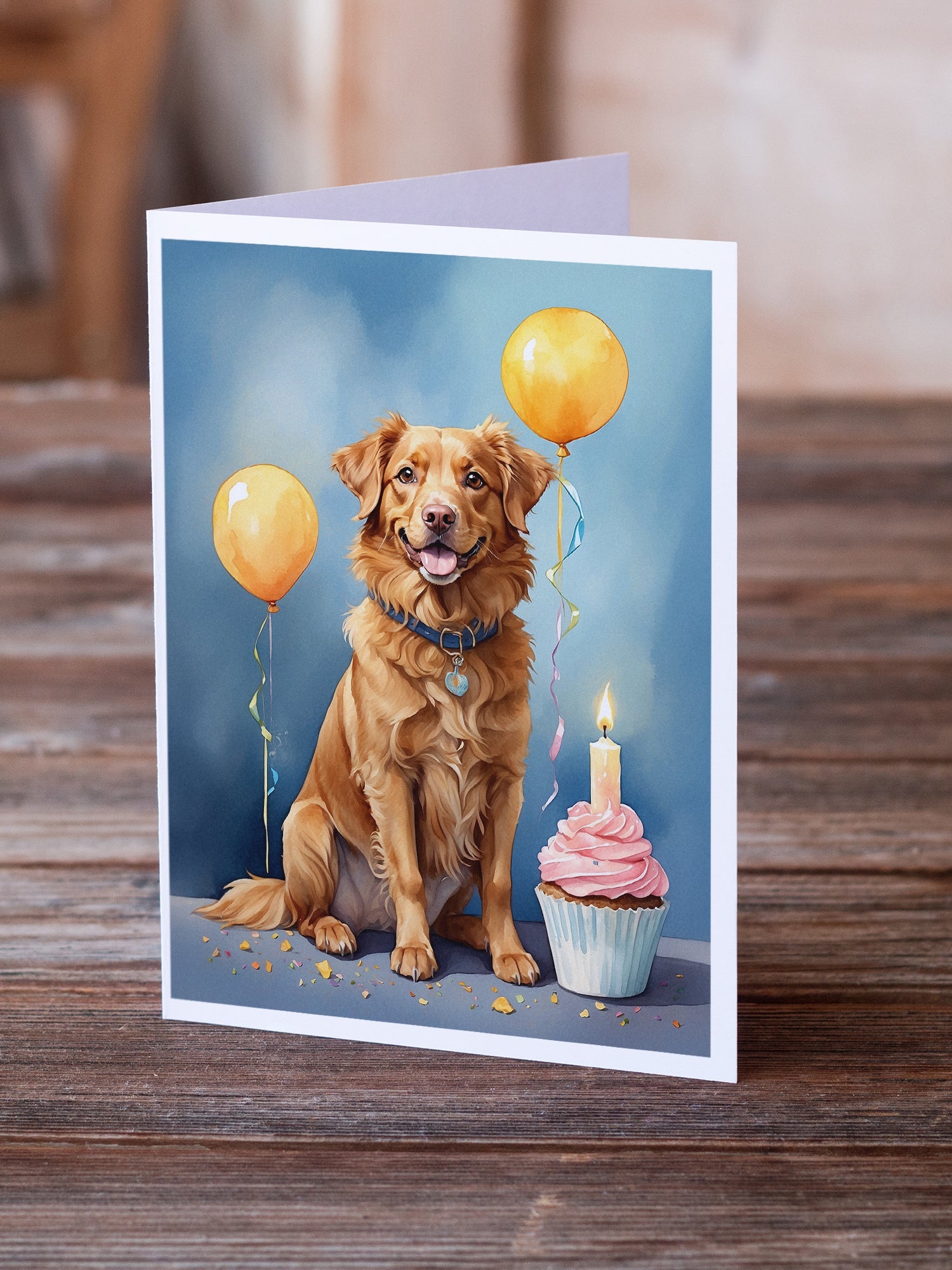 Nova Scotia Duck Tolling Retriever Happy Birthday Greeting Cards Pack of 8 Blank Cards with Envelopes Whimsical A7 Size 5x7