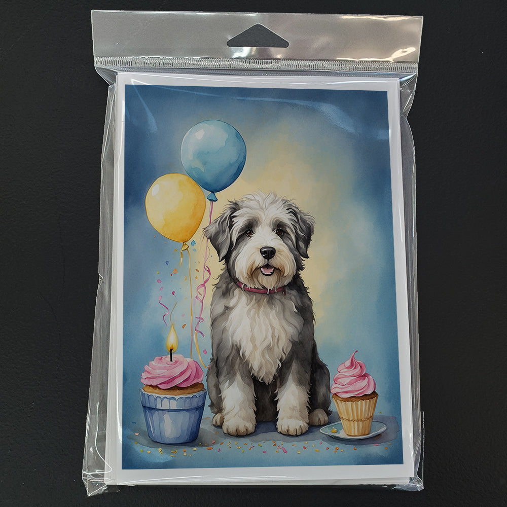 Old English Sheepdog Happy Birthday Greeting Cards Pack of 8 Blank Cards with Envelopes Whimsical A7 Size 5x7