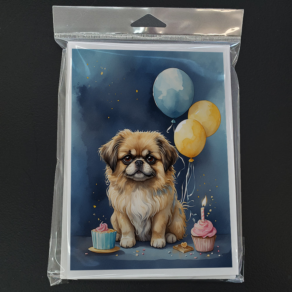 Pekingese Happy Birthday Greeting Cards Pack of 8 Blank Cards with Envelopes Whimsical A7 Size 5x7