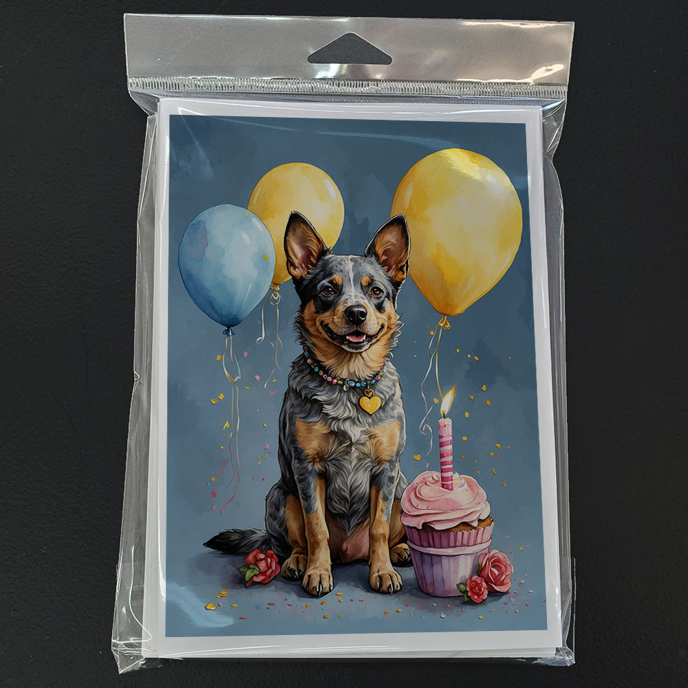 Australian Cattle Dog Happy Birthday Greeting Cards Pack of 8 Blank Cards with Envelopes Whimsical A7 Size 5x7