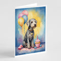 Bedlington Terrier Happy Birthday Greeting Cards Pack of 8 Blank Cards with Envelopes Whimsical A7 Size 5x7