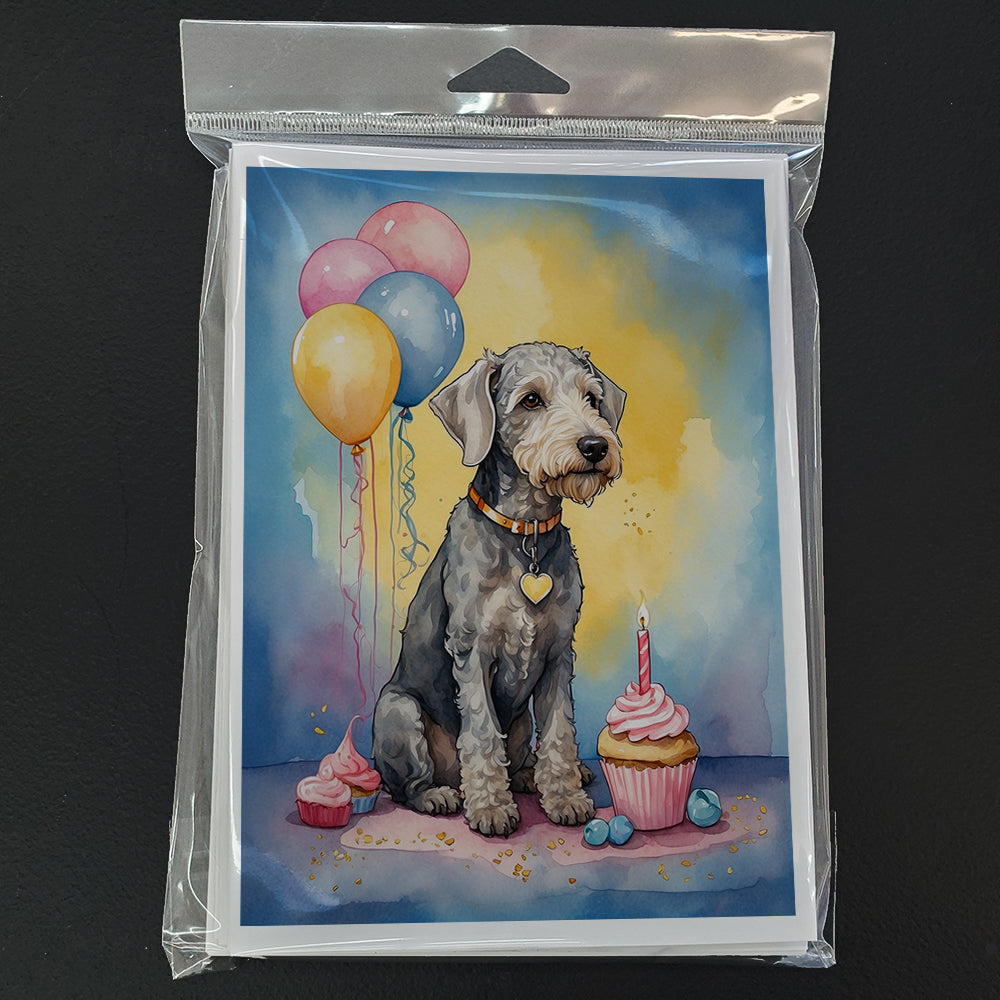 Bedlington Terrier Happy Birthday Greeting Cards Pack of 8 Blank Cards with Envelopes Whimsical A7 Size 5x7