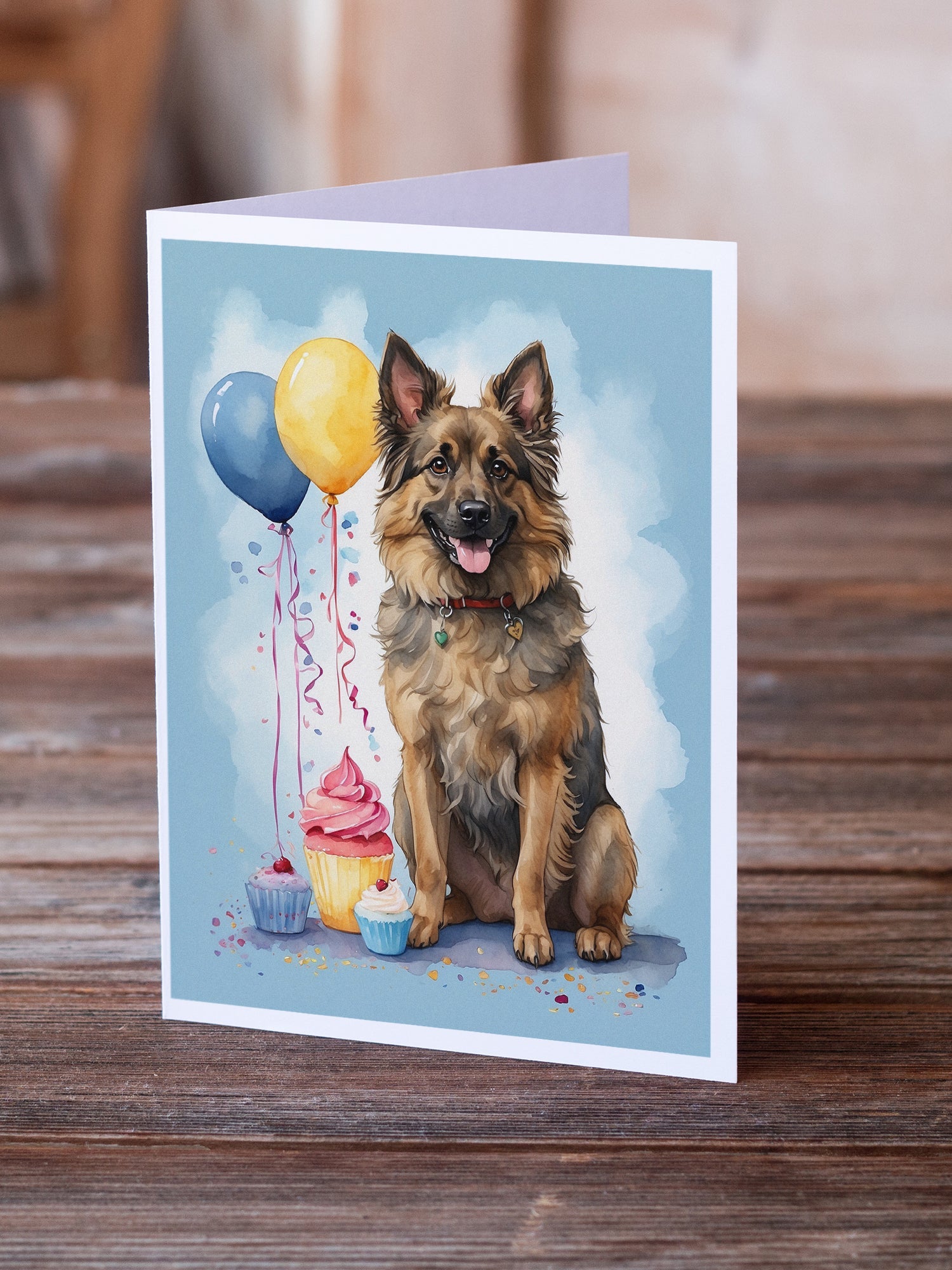 Belgian Tervuren Happy Birthday Greeting Cards Pack of 8 Blank Cards with Envelopes Whimsical A7 Size 5x7