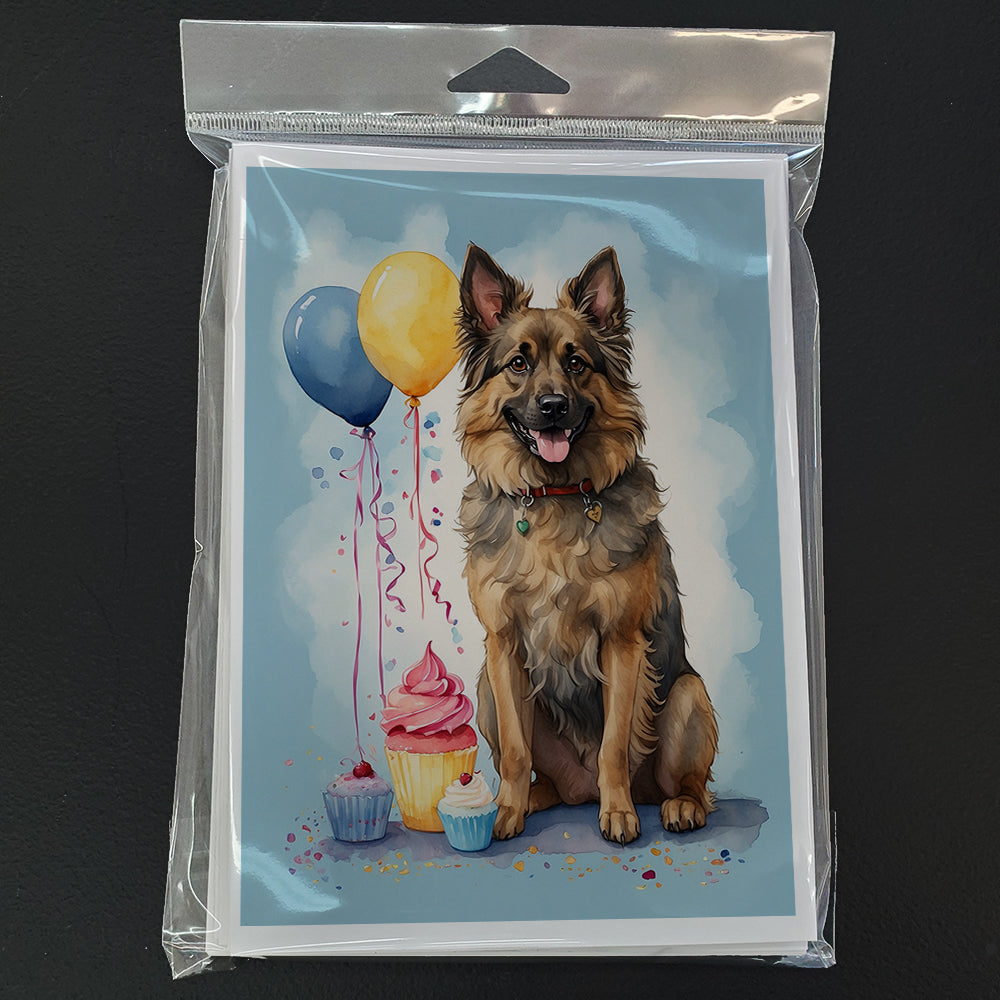 Belgian Tervuren Happy Birthday Greeting Cards Pack of 8 Blank Cards with Envelopes Whimsical A7 Size 5x7
