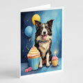 Border Collie Happy Birthday Greeting Cards Pack of 8 Blank Cards with Envelopes Whimsical A7 Size 5x7