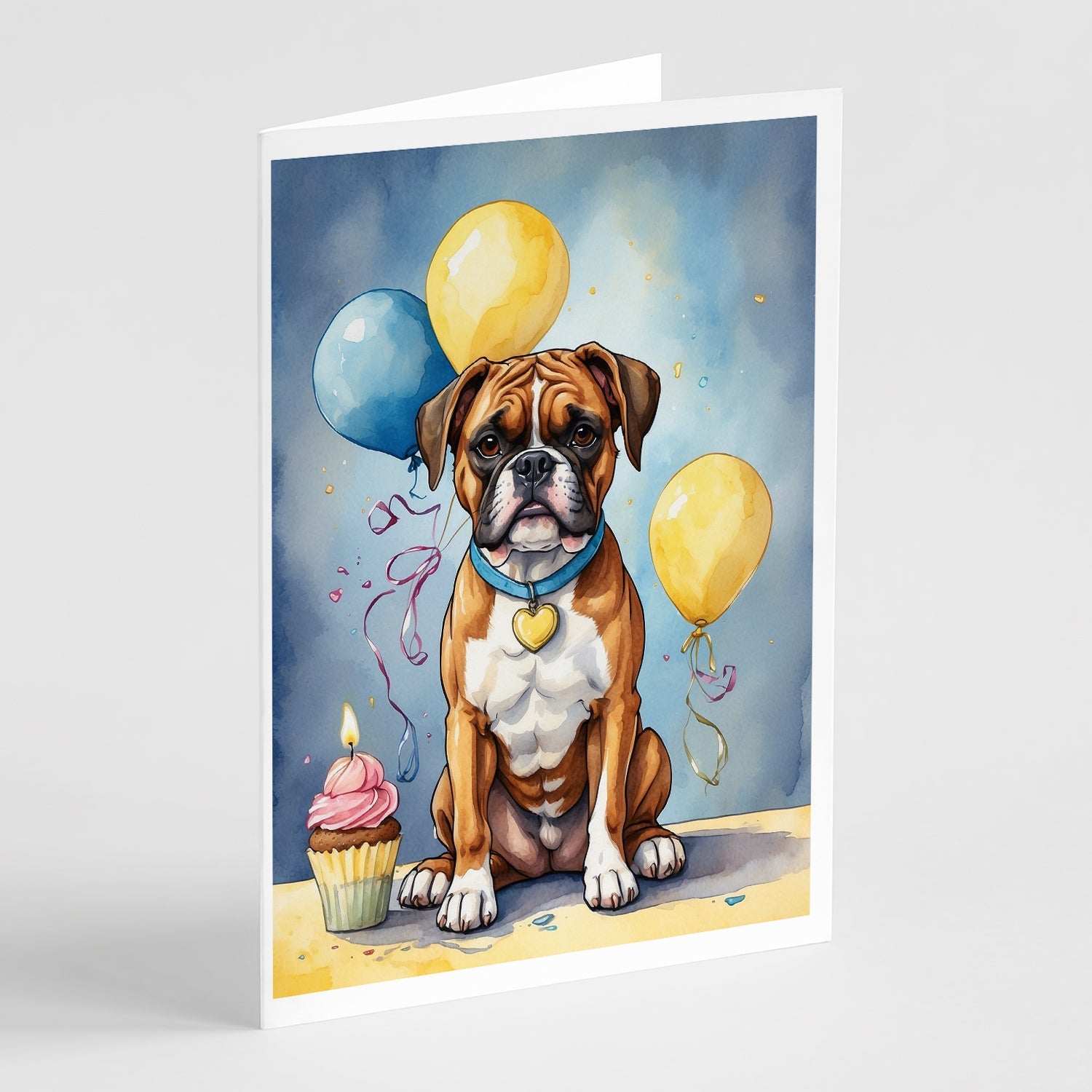 Boxer Happy Birthday Greeting Cards Pack of 8 Blank Cards with Envelopes Whimsical A7 Size 5x7