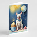 Bull Terrier Happy Birthday Greeting Cards Pack of 8 Blank Cards with Envelopes Whimsical A7 Size 5x7