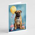 Bullmastiff Happy Birthday Greeting Cards Pack of 8 Blank Cards with Envelopes Whimsical A7 Size 5x7