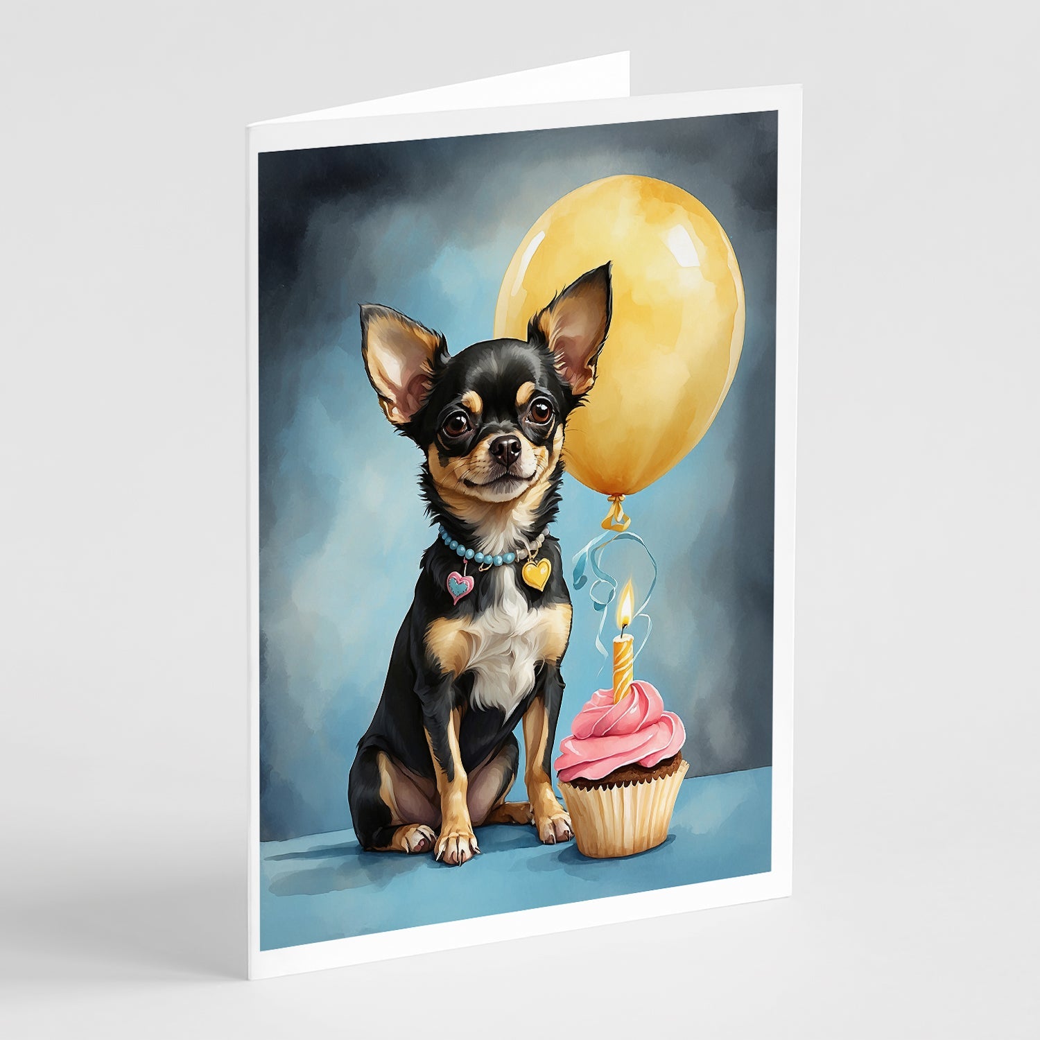 Black and Tan Chihuahua Happy Birthday Greeting Cards Pack of 8 Blank Cards with Envelopes Whimsical A7 Size 5x7