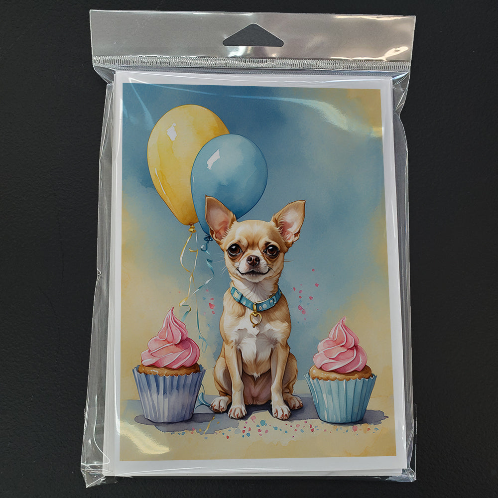 Chihuahua Happy Birthday Greeting Cards Pack of 8 Blank Cards with Envelopes Whimsical A7 Size 5x7