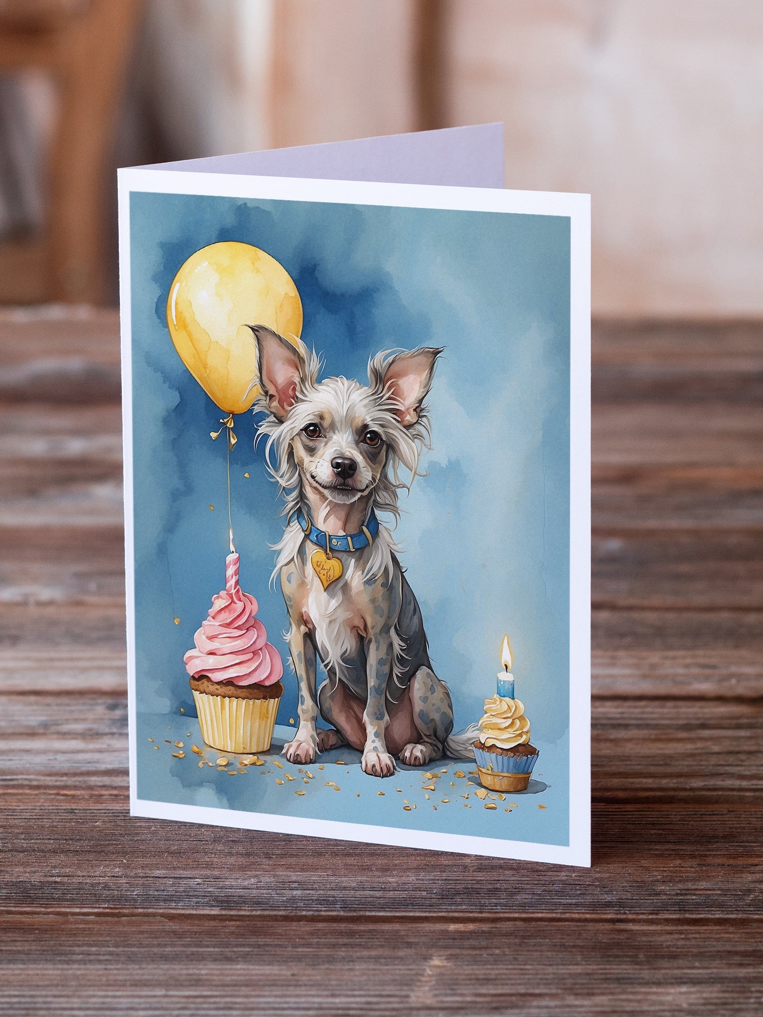 Chinese Crested Happy Birthday Greeting Cards Pack of 8 Blank Cards with Envelopes Whimsical A7 Size 5x7