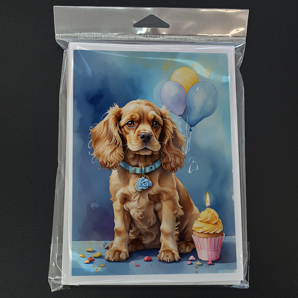 Cocker Spaniel Happy Birthday Greeting Cards Pack of 8 Blank Cards with Envelopes Whimsical A7 Size 5x7
