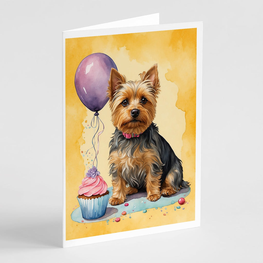 Silky Terrier Happy Birthday Greeting Cards Pack of 8 Blank Cards with Envelopes Whimsical A7 Size 5x7