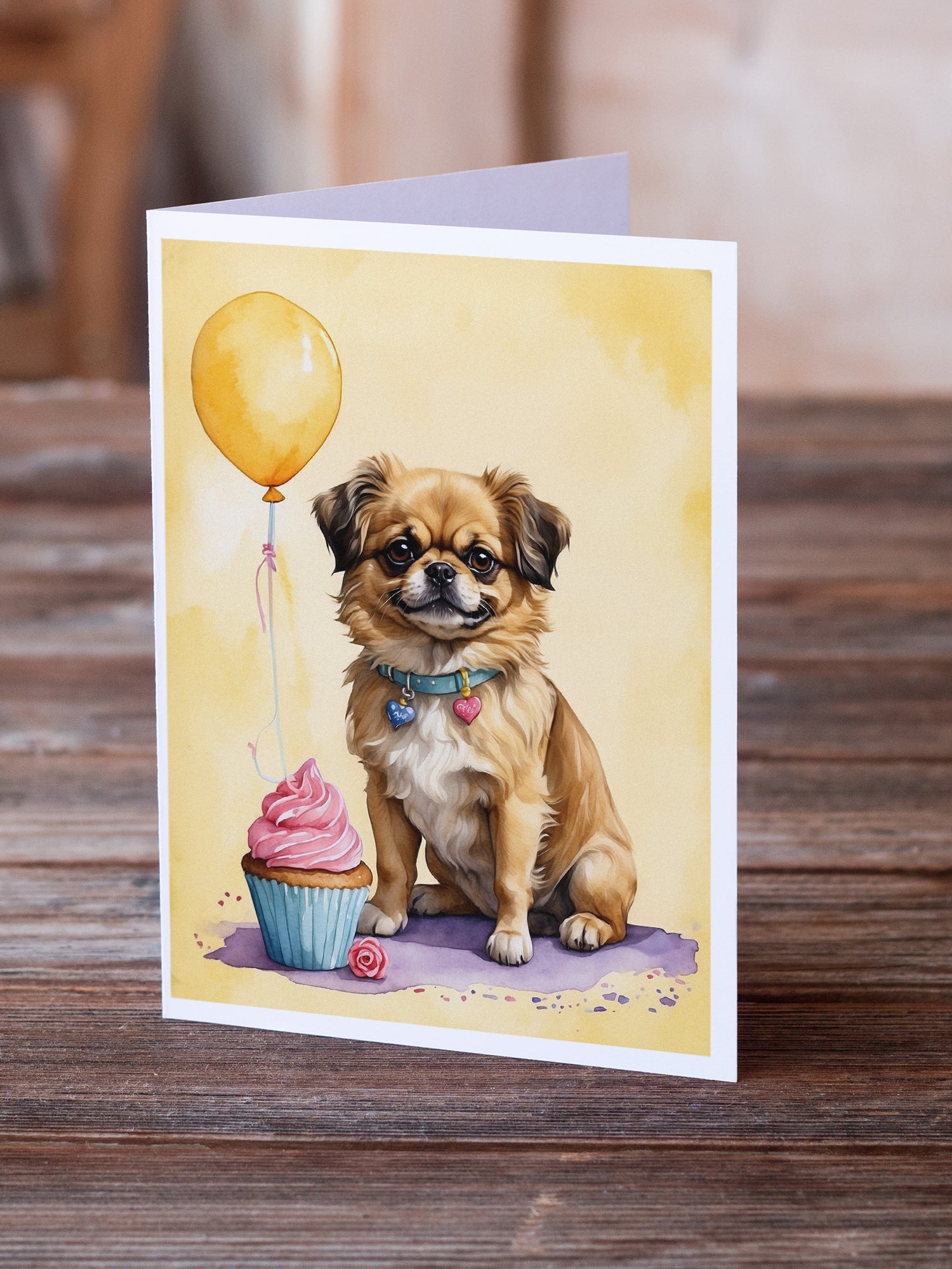 Tibetan Spaniel Happy Birthday Greeting Cards Pack of 8 Blank Cards with Envelopes Whimsical A7 Size 5x7
