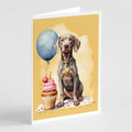 Weimaraner Happy Birthday Greeting Cards Pack of 8 Blank Cards with Envelopes Whimsical A7 Size 5x7