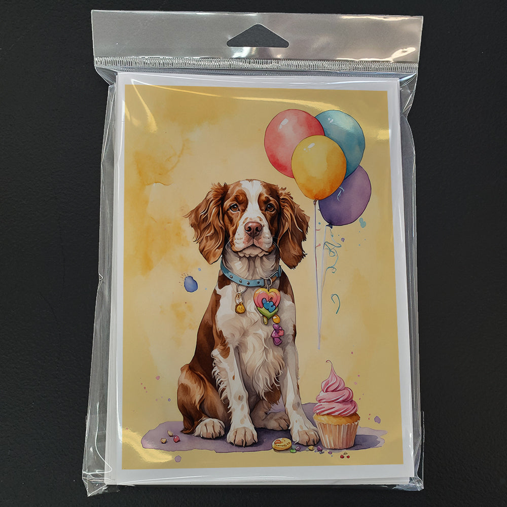 Welsh Springer Spaniel Happy Birthday Greeting Cards Pack of 8 Blank Cards with Envelopes Whimsical A7 Size 5x7