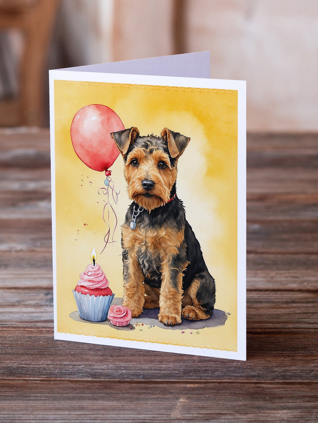 Welsh Terrier Happy Birthday Greeting Cards Pack of 8 Blank Cards with Envelopes Whimsical A7 Size 5x7
