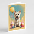 Westie Happy Birthday Greeting Cards Pack of 8 Blank Cards with Envelopes Whimsical A7 Size 5x7