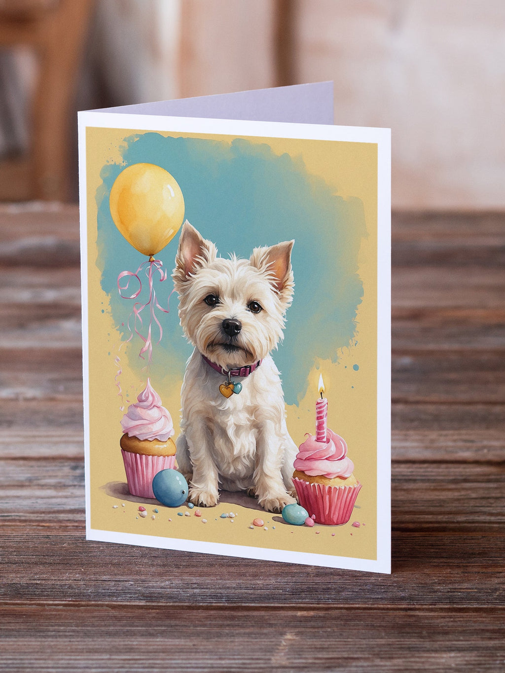 Westie Happy Birthday Greeting Cards Pack of 8 Blank Cards with Envelopes Whimsical A7 Size 5x7