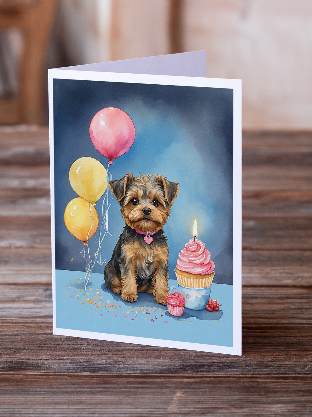 Yorkipoo Happy Birthday Greeting Cards Pack of 8 Blank Cards with Envelopes Whimsical A7 Size 5x7