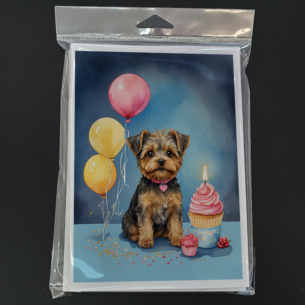 Yorkipoo Happy Birthday Greeting Cards Pack of 8 Blank Cards with Envelopes Whimsical A7 Size 5x7