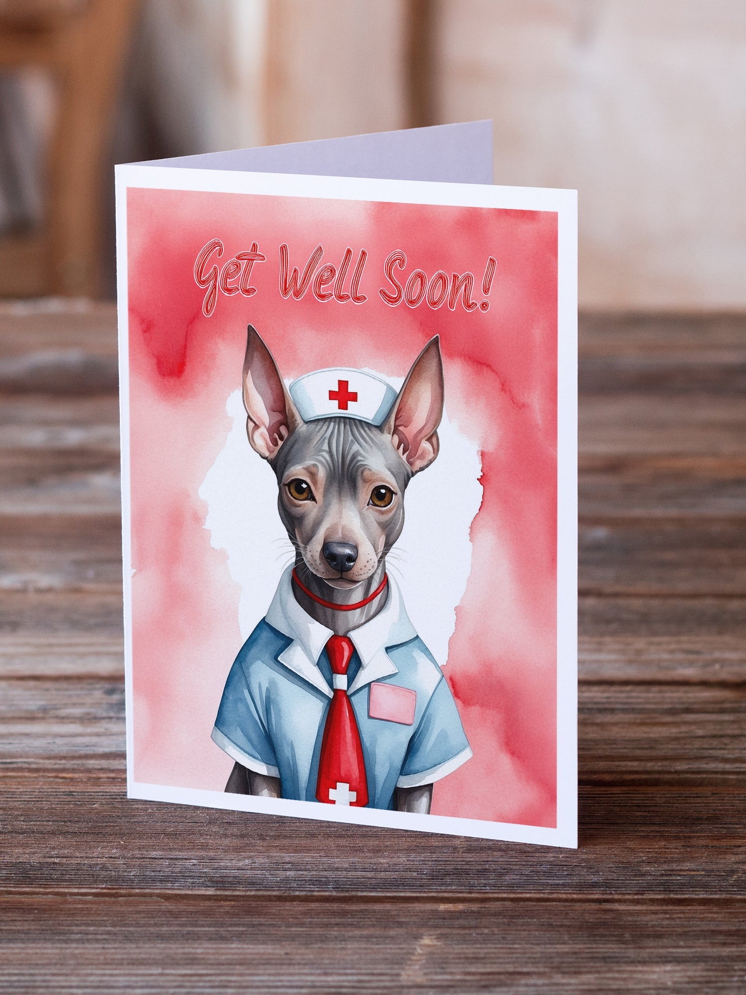 American Hairless Terrier Get Well Soon Greeting Cards Pack of 8 Blank Cards with Envelopes Whimsical A7 Size 5x7