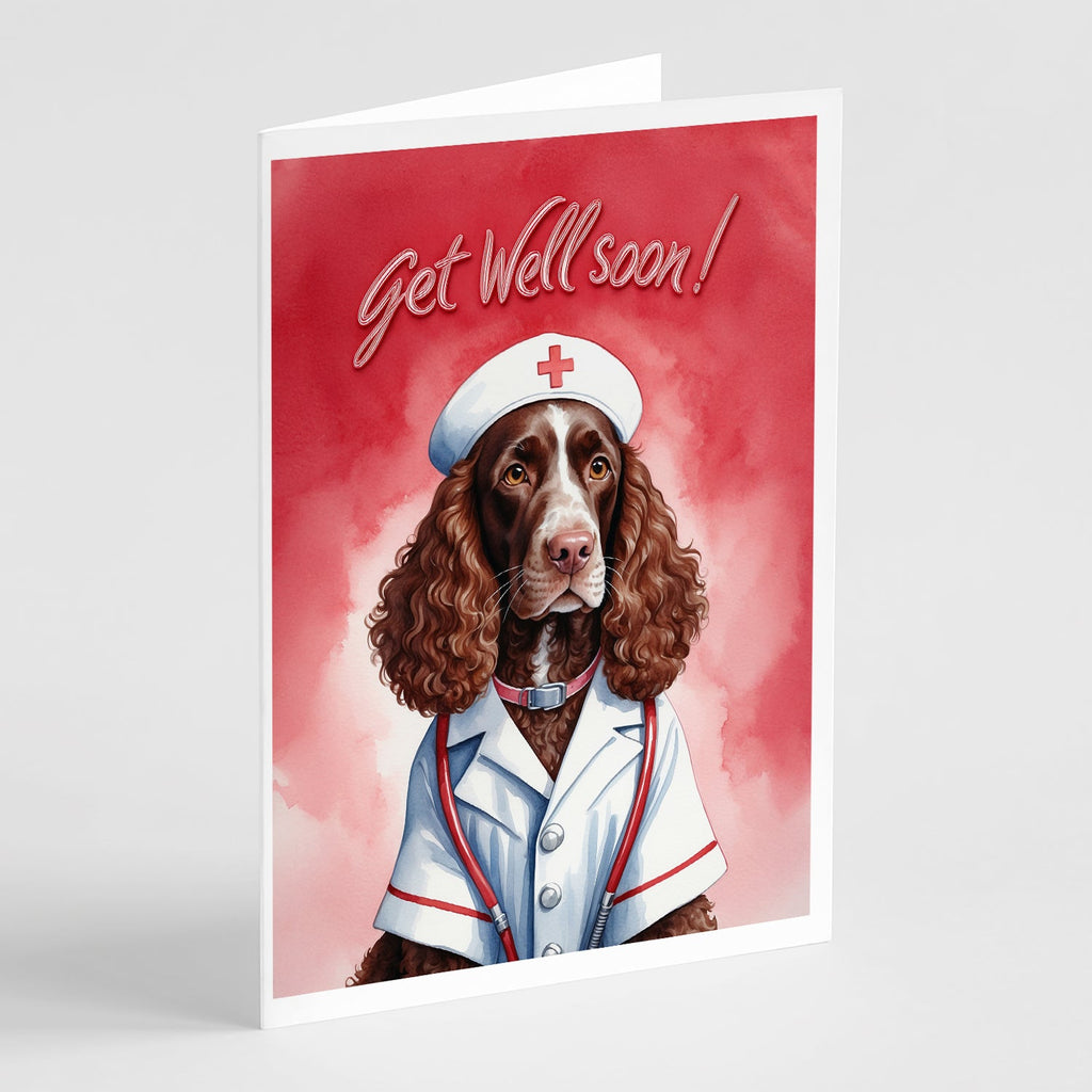 American Water Spaniel Get Well Soon Greeting Cards Pack of 8 Blank Cards with Envelopes Whimsical A7 Size 5x7