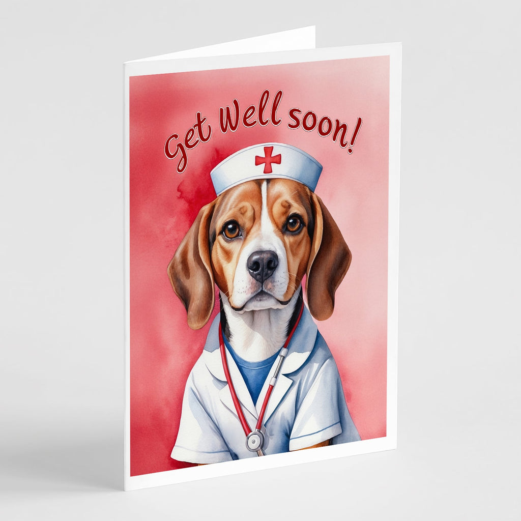 Beagle Get Well Soon Greeting Cards Pack of 8 Blank Cards with Envelopes Whimsical A7 Size 5x7