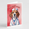Beagle Get Well Soon Greeting Cards Pack of 8 Blank Cards with Envelopes Whimsical A7 Size 5x7