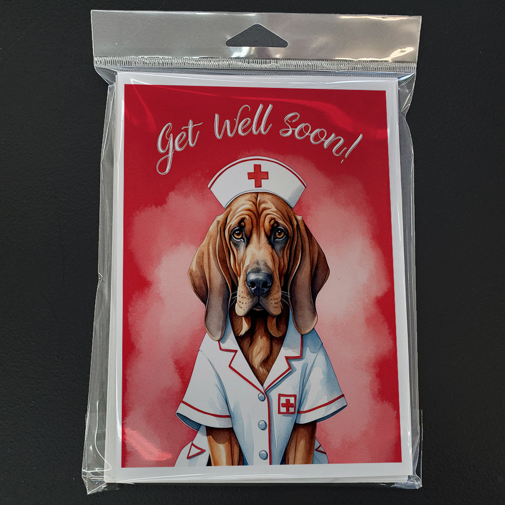 Bloodhound Get Well Soon Greeting Cards Pack of 8 Blank Cards with Envelopes Whimsical A7 Size 5x7