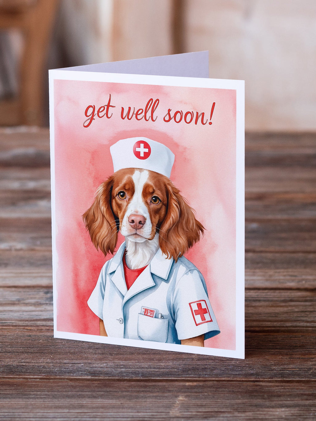 Brittany Get Well Soon Greeting Cards Pack of 8 Blank Cards with Envelopes Whimsical A7 Size 5x7